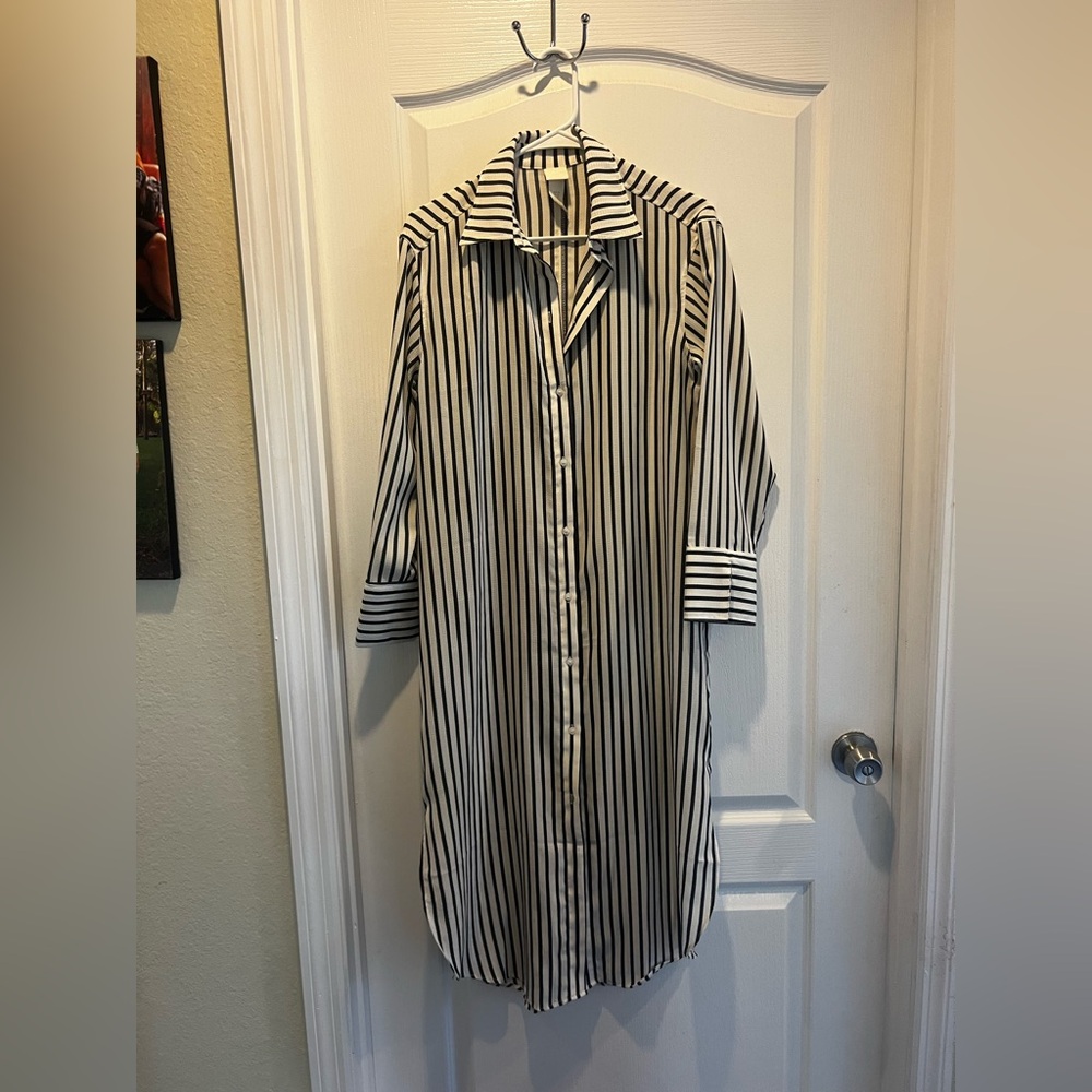 H&M blue striped shirt dress